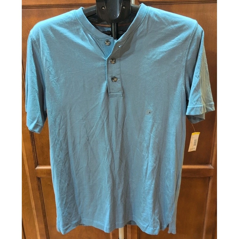 NWT Outdoor Life Sueded Henley Shirt Mens Captains‎ Blue Short Sleeve Small
